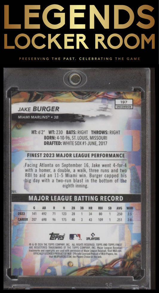 2024 Finest #197 Jake Burger Sky Blue Refractors #/250