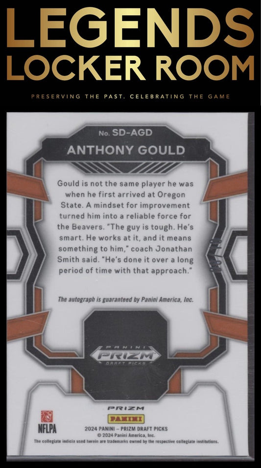 2024 Panini Prizm Draft Picks #SD-AGD Anthony Gould Signing Day Gold #/10