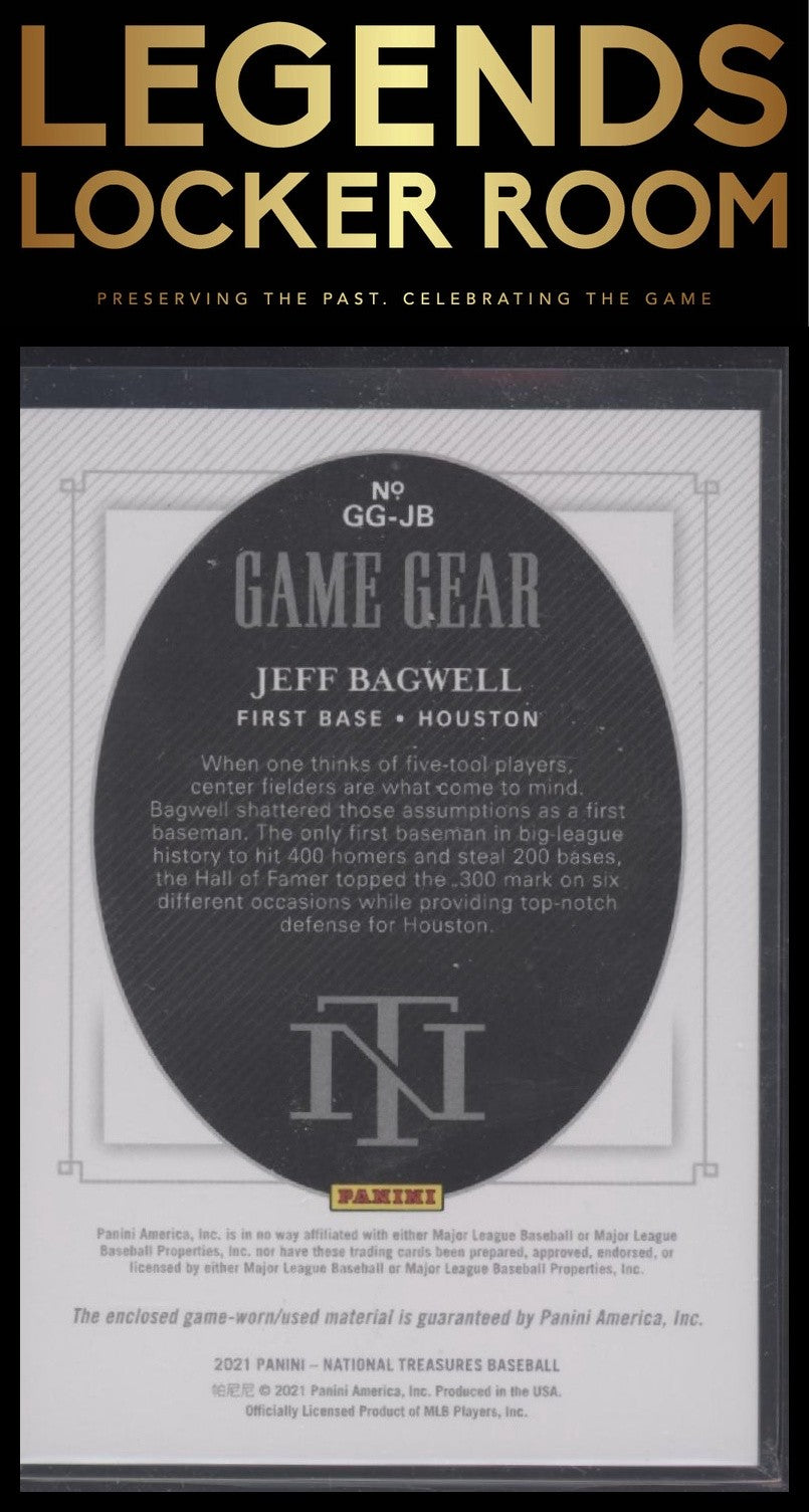 2021 Panini National Treasures #GG-JB Jeff Bagwell Game Gear Materials #/99