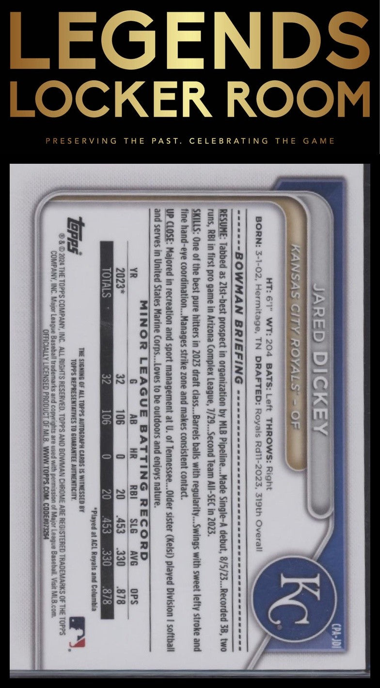 2024 Bowman #CPA-JDI Jared Dickey Chrome Prospects Autographs