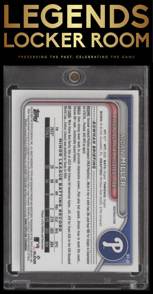 2024 Bowman Chrome #BCP-213 Aidan Miller Prospects Refractors #/499