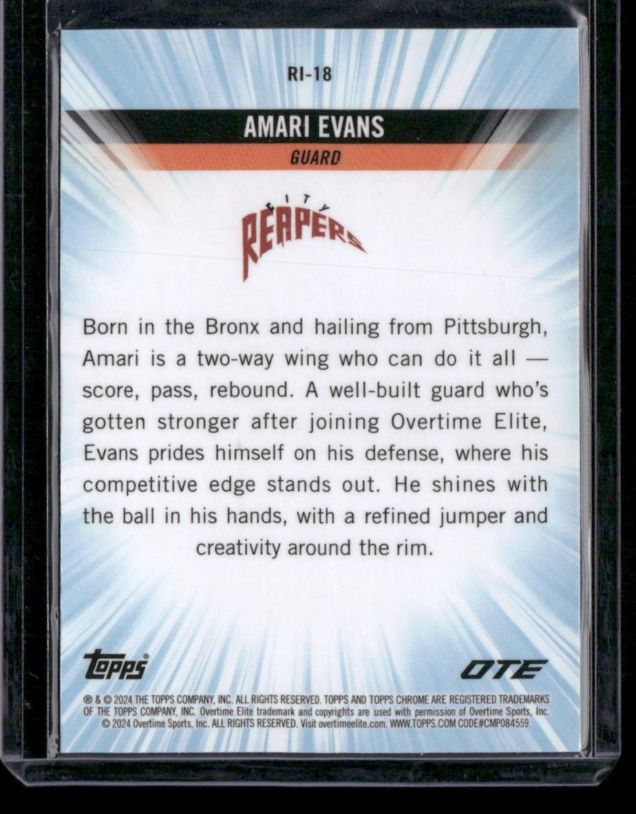 2023-24 Topps Chrome Overtime Elite #RI-18 Amari Evans Run It