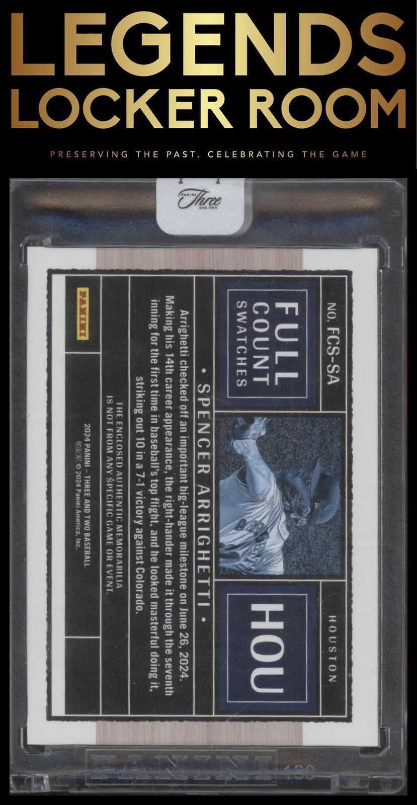 2024 Panini Three And Two #5/8 Full Count Swatches Spencer Arrighetti RC