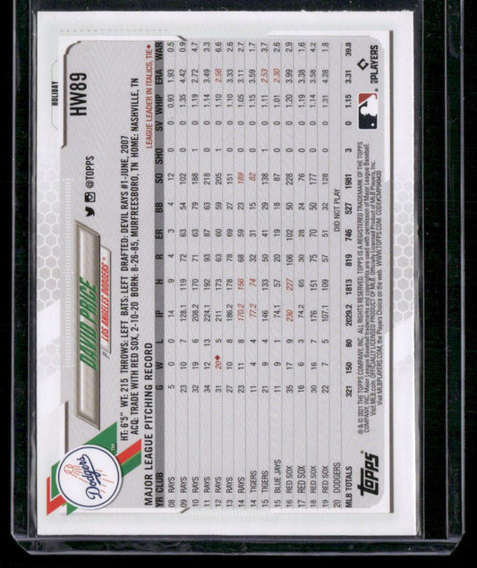 2021 Topps Holiday #HW89 David Price Metallic Holiday