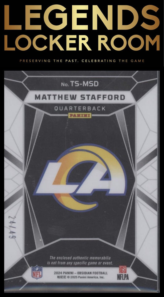 2024 Panini Obsidian - Trifecta Swatches Purple #23 Matthew Stafford #/49