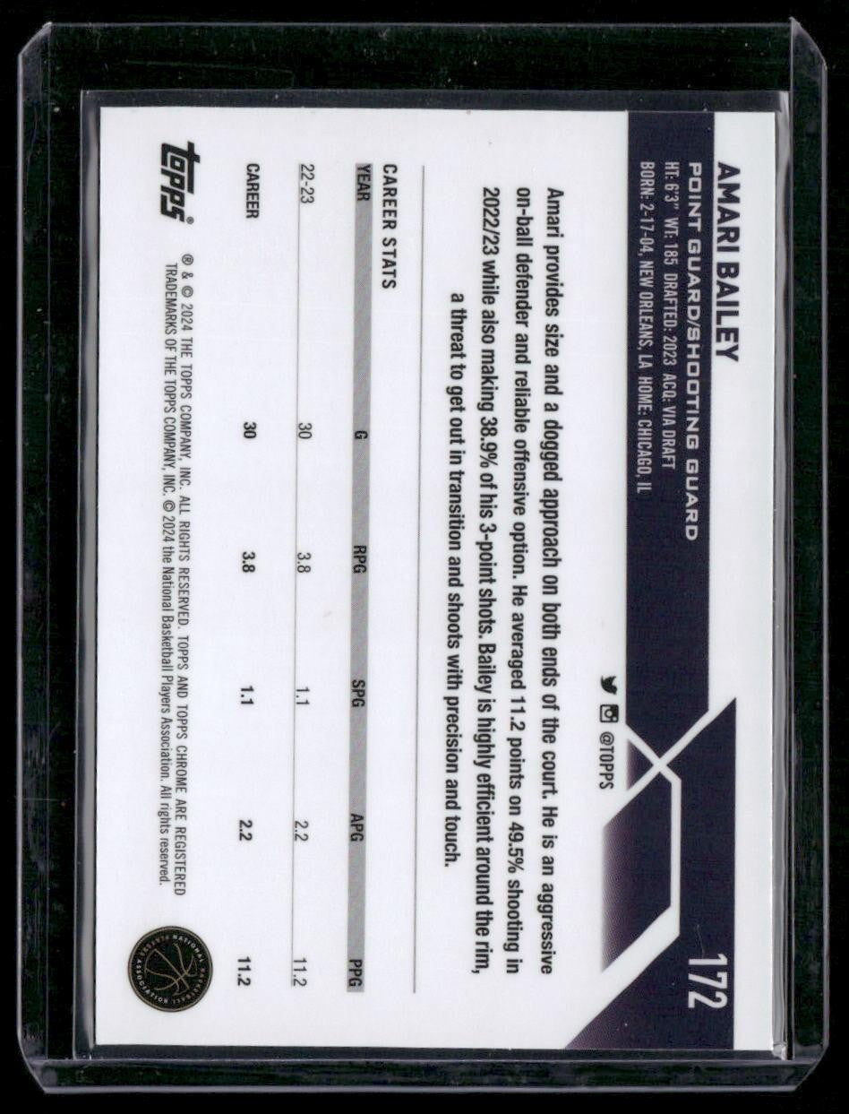 2023-24 Topps Chrome #172 Amari Bailey