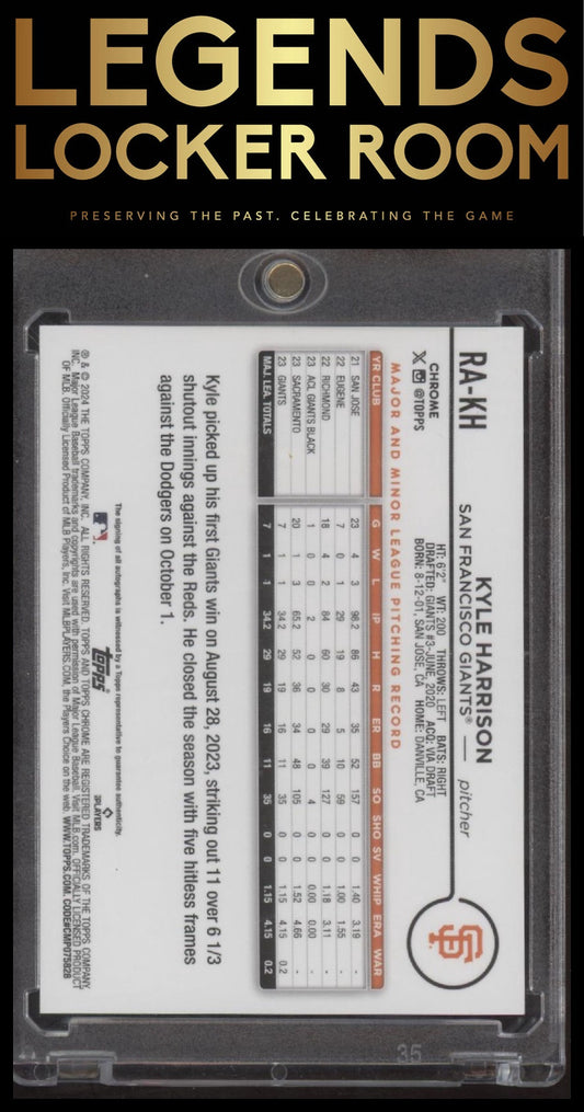 2024 Topps Chrome #RA-KH Kyle Harrison Rookie Autographs
