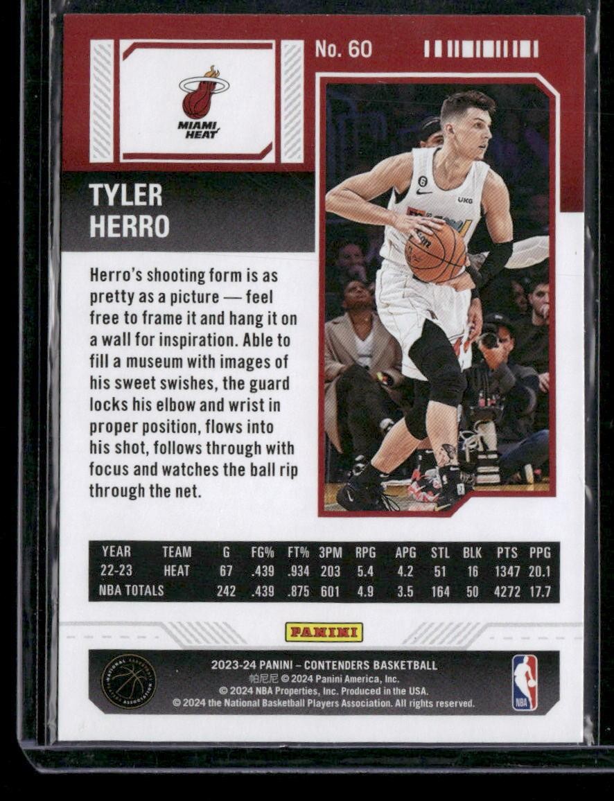 2023-24 Panini Contenders #60 Tyler Herro Game Ticket Bronze