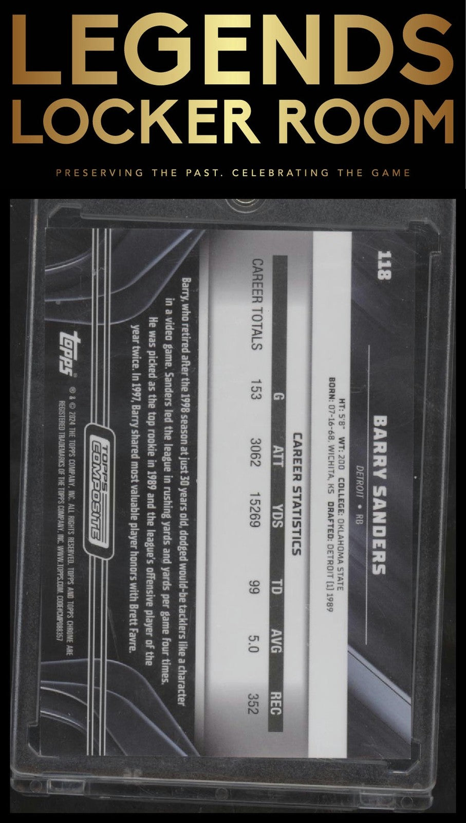 2023 Topps Composite #118 Barry Sanders Topps Chrome Black Orange Refractor #/25