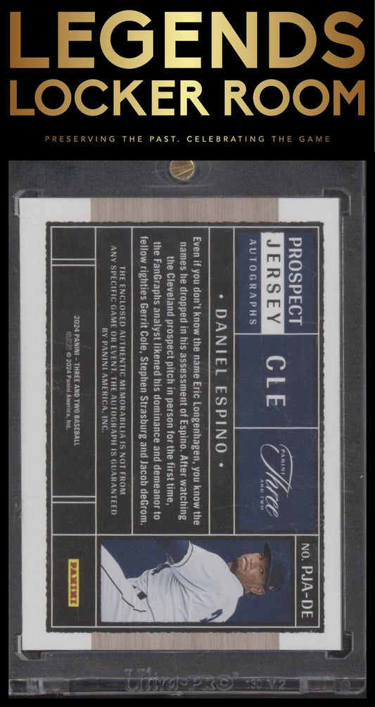 Daniel Espino 2024 Panini Three and Two Encased Auto Prospect Jersey /99