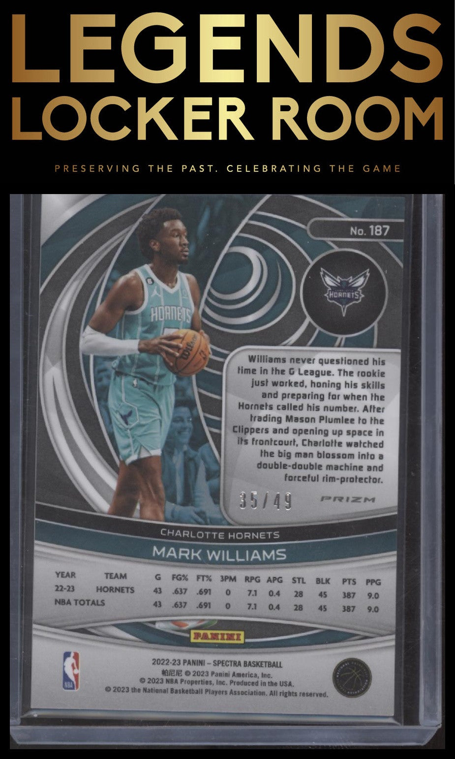 2022-23 Panini Spectra #187 Mark Williams Asia Blue and Orange #/49
