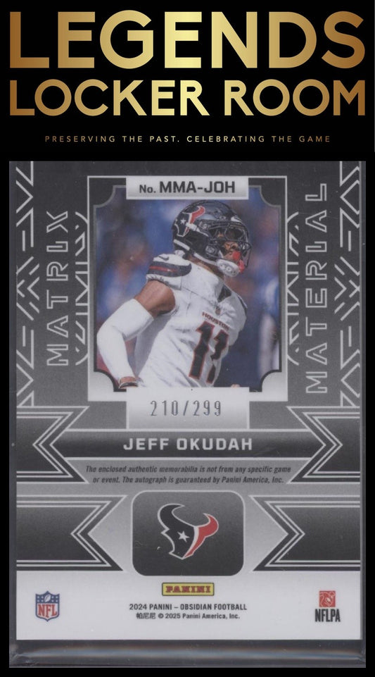 2024 Panini Obsidian - Matrix Material Autographs #12 Jeff Okudah #/299