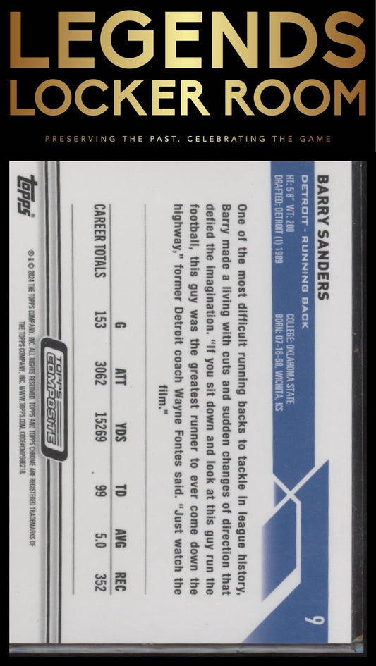 2023 Topps Composite #9 Barry Sanders Topps Chrome Green Wave Refractor #/99