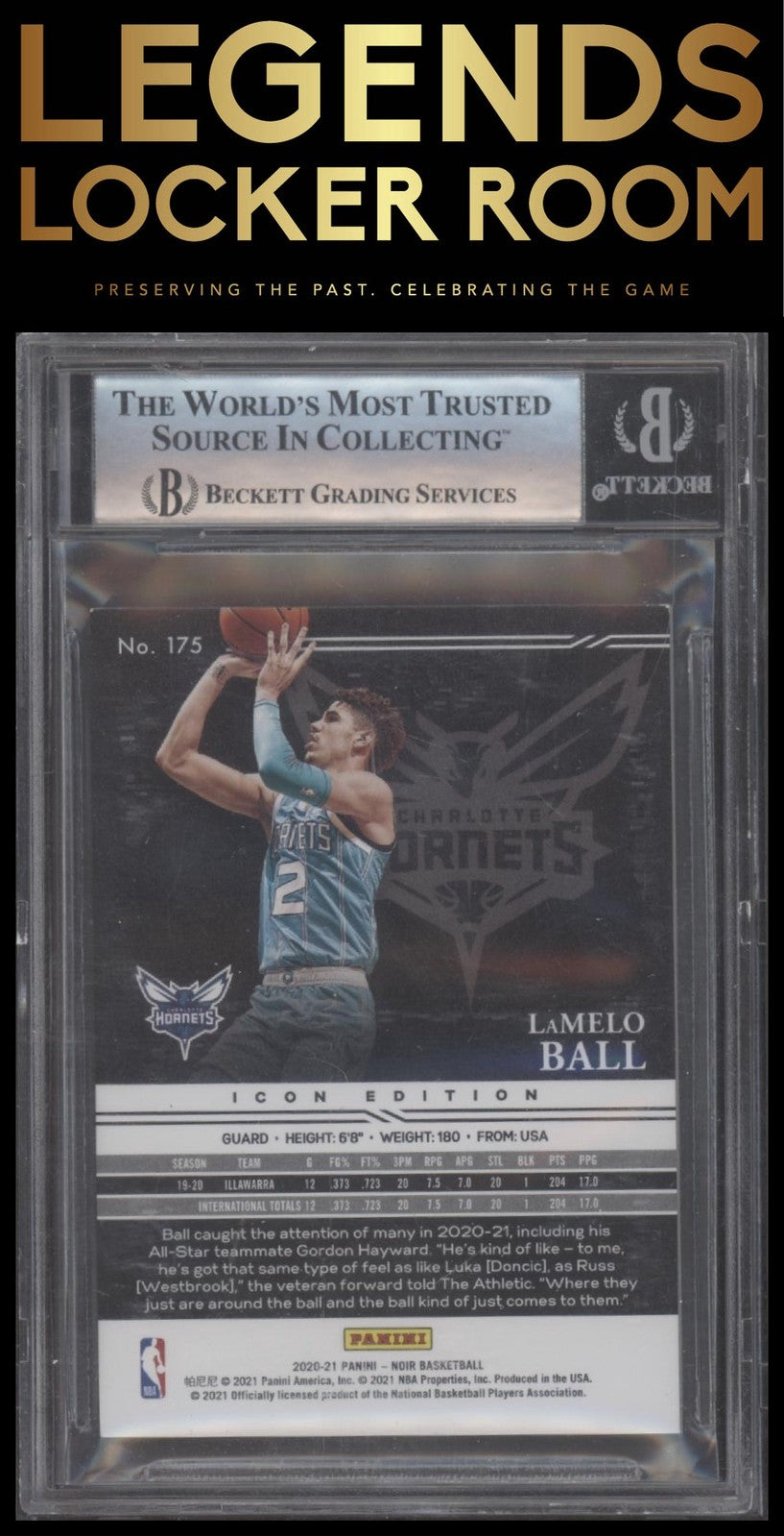 2020-21 Panini Noir #175 LaMelo Ball BGS 9 #/99