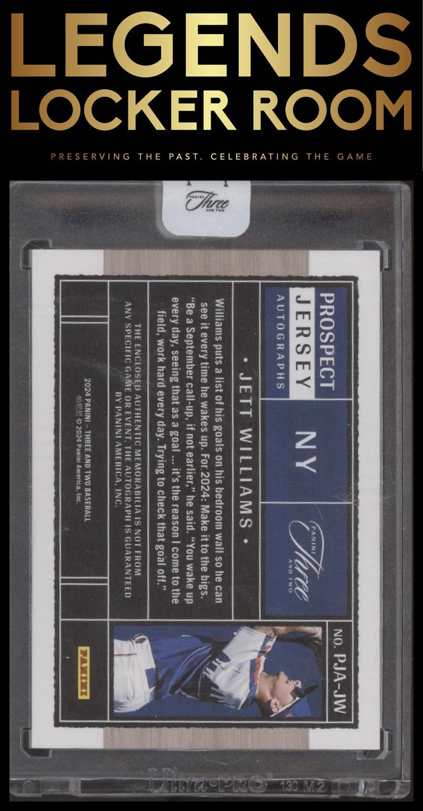 2024 Panini Three And Two Jett Williams Prospect jersey Auto /49 Mets #PJA-JW