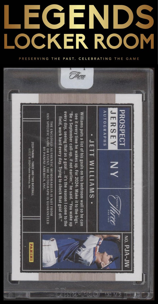 2024 Panini Three And Two Jett Williams Prospect jersey Auto /49 Mets #PJA-JW