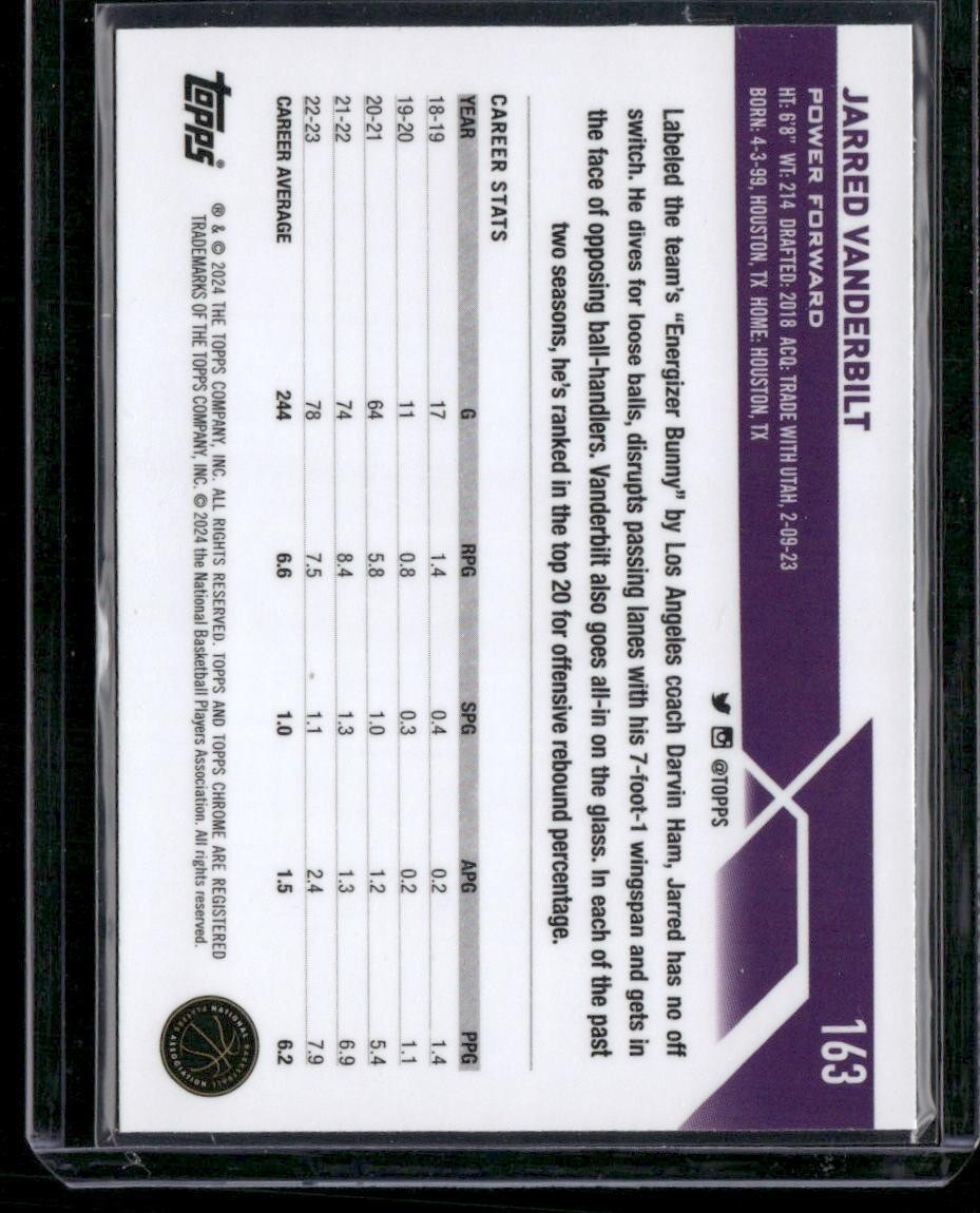 2023-24 Topps Chrome #163 Jarred Vanderbilt Negative Refractors