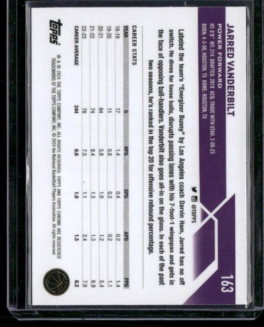 2023-24 Topps Chrome #163 Jarred Vanderbilt Negative Refractors