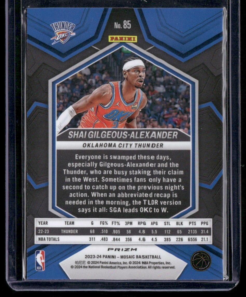 2023-24 Panini Mosaic #85 Shai Gilgeous-Alexander Silver