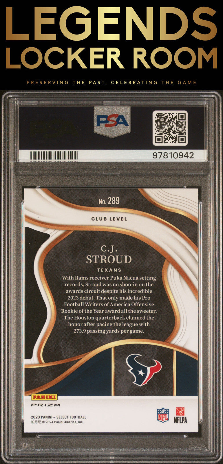 2023 Panini Select #289 Cj Stroud Die-Cut Silver Prizm PSA 10