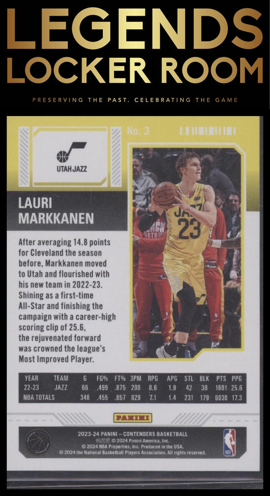 2023-24 Panini Contenders #3 Lauri Markkanen First Round Ticket #/149