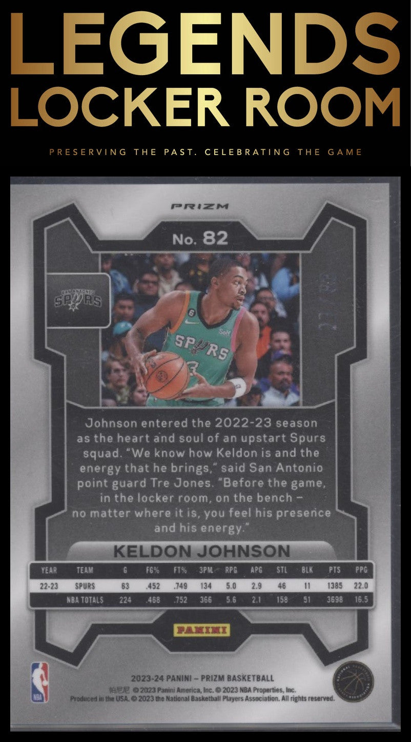 2023-24 Panini Prizm #82 Keldon Johnson Prizms Multi Wave #/88