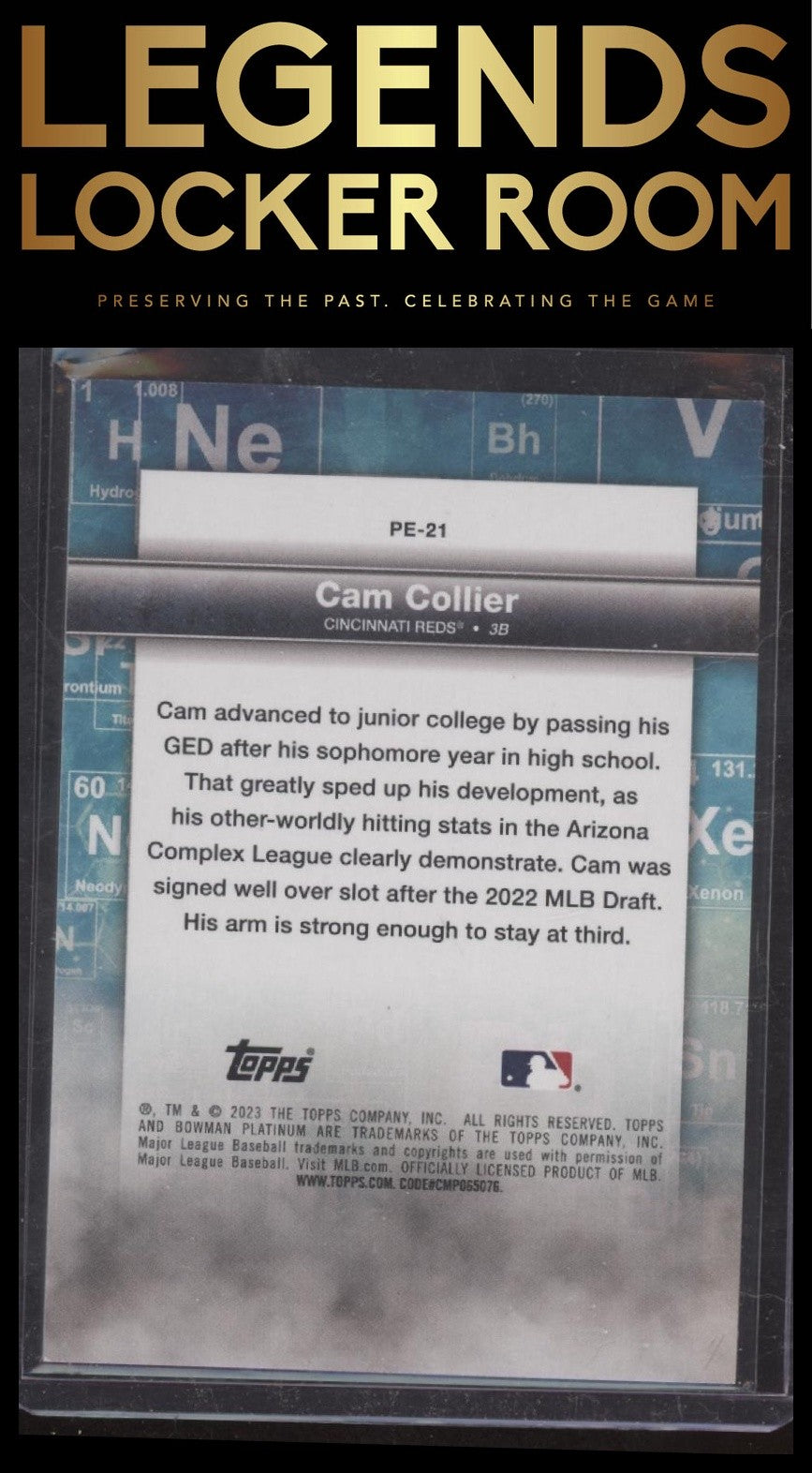 2023 Bowman Platinum #PE-21 Cam Collier Precious Elements Ice Foil #/75
