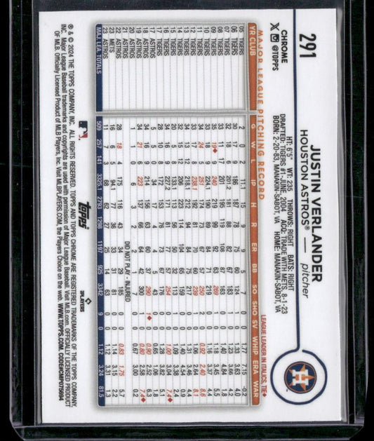 2024 Topps Chrome #291 Justin Verlander Sepia Refractors