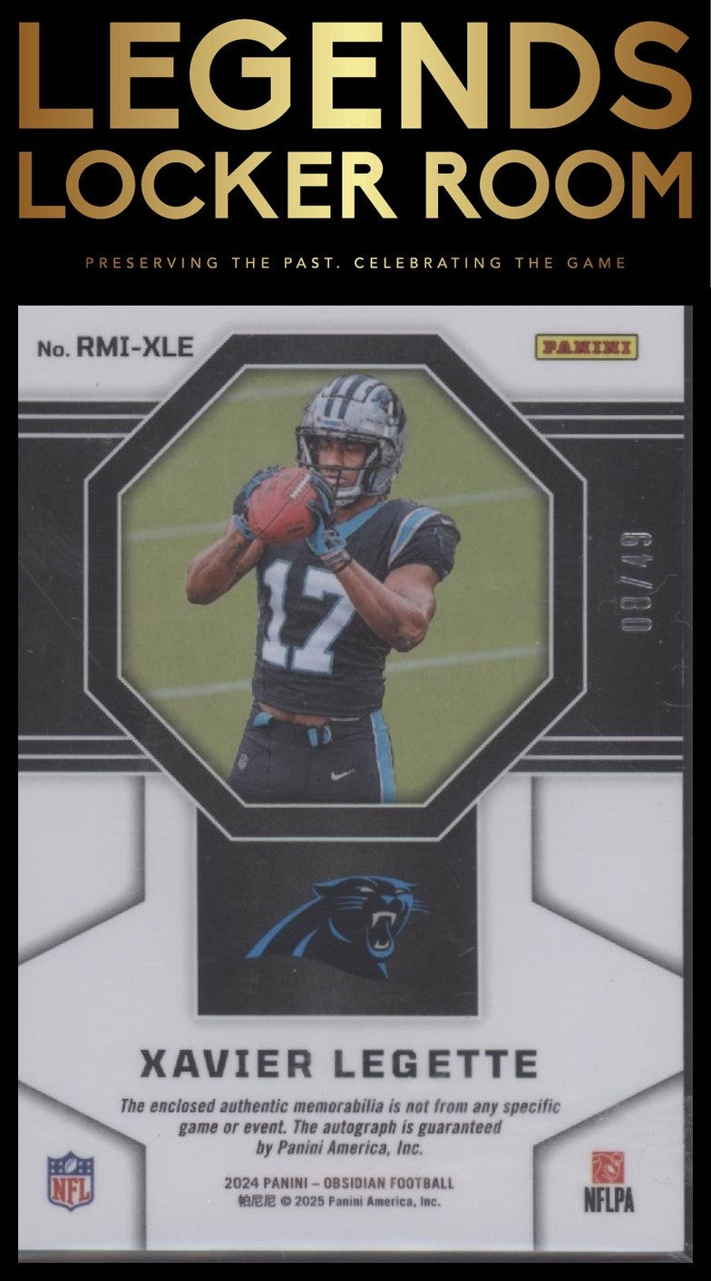 2024 Panini Obsidian Xavier Legette Rookies Purple Material Ink /49