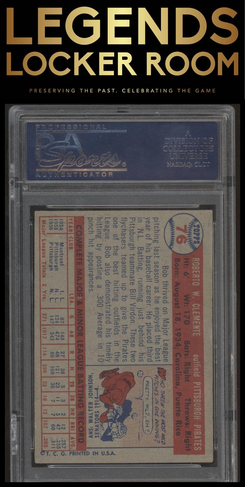 1957 Topps #76 Bob Clemente PSA 4