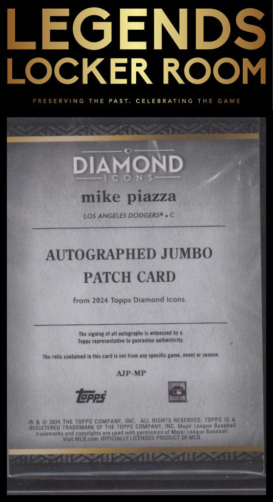 2024 Topps Diamond Icons #AJP-MP Mike Piazza Autograph Jumbo Patches Black #/10