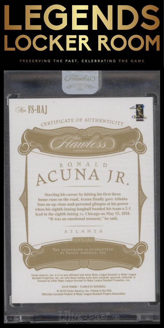 2018 Panini Flawless #FS-RAJ Ronald Acuna Jr. Flawless Signatures #/25