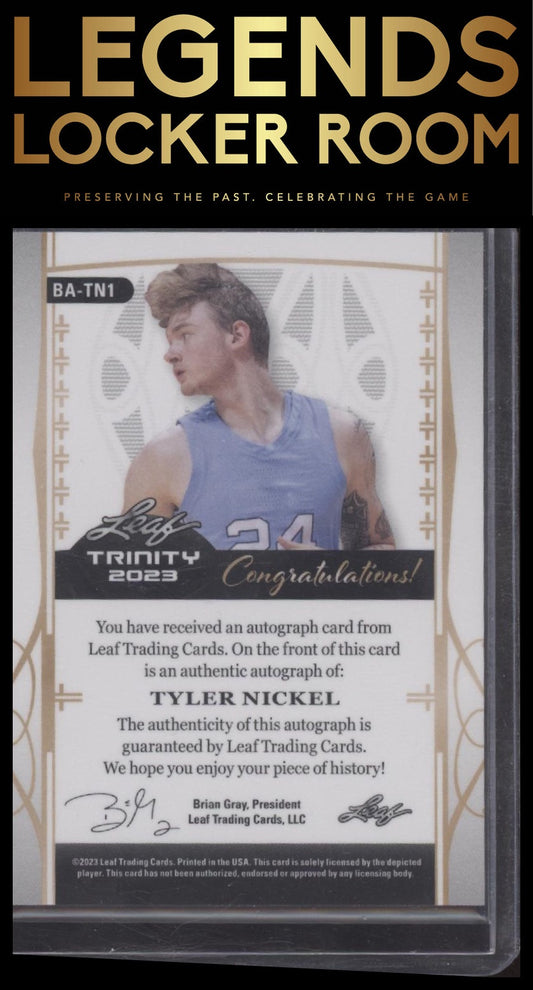 2023 Leaf Trinity #BA-TN1 Tyler Nickel Holo Platinum #/25