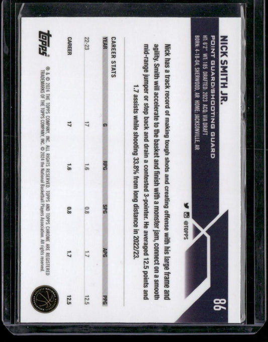 2023-24 Topps Chrome #86 Nick Smith Jr.