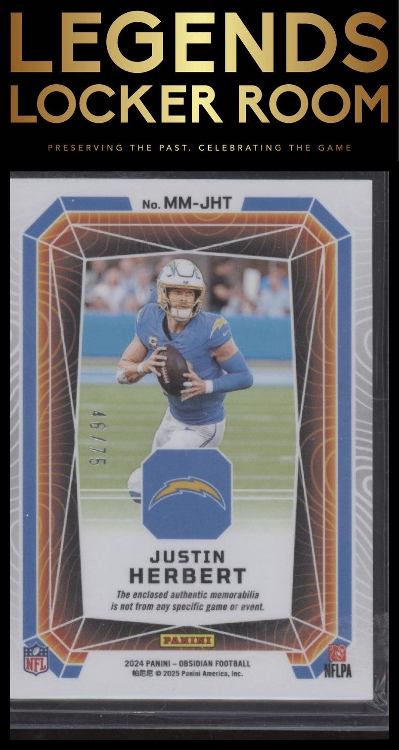 2024 Panini Obsidian - Magmatic Memorabilia Red #15 Justin Herbert #/75