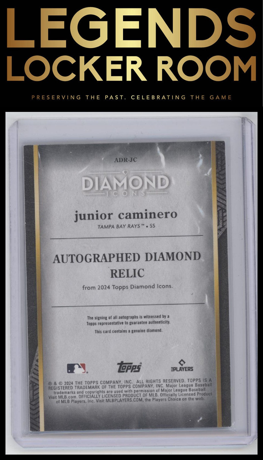 2024 Topps Diamond Icons #ADR-JC Junior Caminero Autograph Diamond Relics #/5