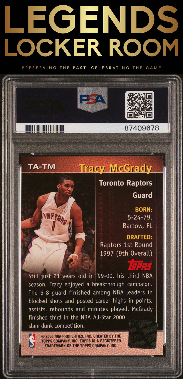 2000 Topps Certified Autograph #TA-TM Tracy Mcgrady Certified Autograph PSA 8