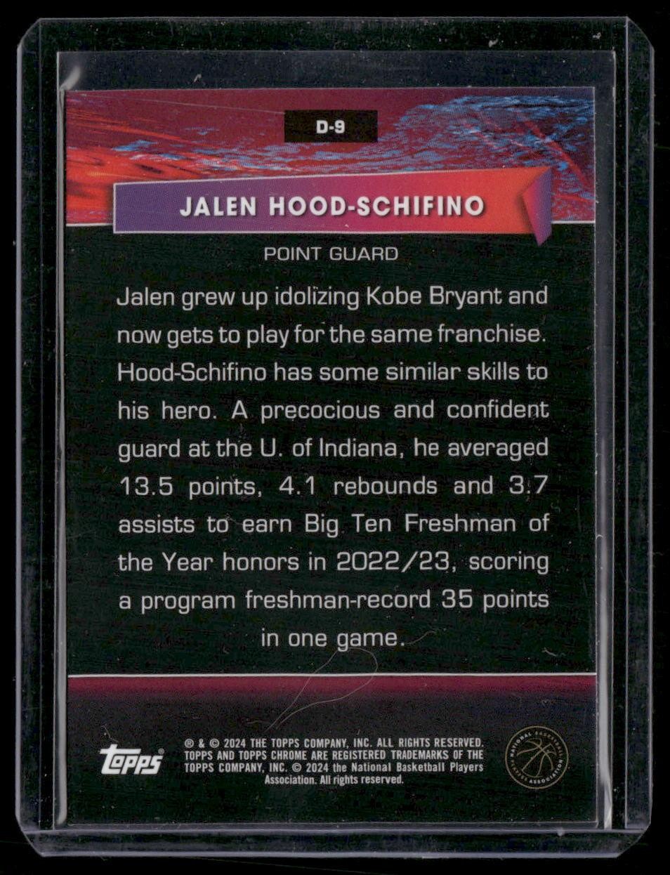 2023-24 Topps Chrome #D-9 Jalen Hood-Schifino Destiny