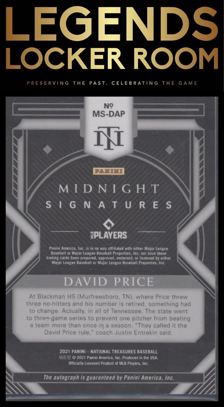 2021 Panini National Treasures #MS-DAP David Price Midnight Signatures /5