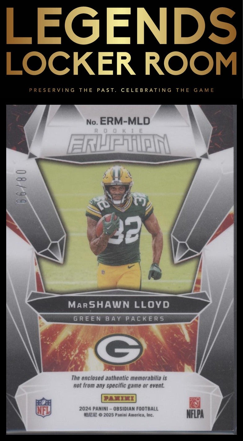 2024 Panini Obsidian - Rookie Eruption Materials Silver #34 MarShawn Lloyd #/99