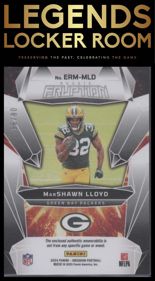 2024 Panini Obsidian - Rookie Eruption Materials Silver #34 MarShawn Lloyd #/99