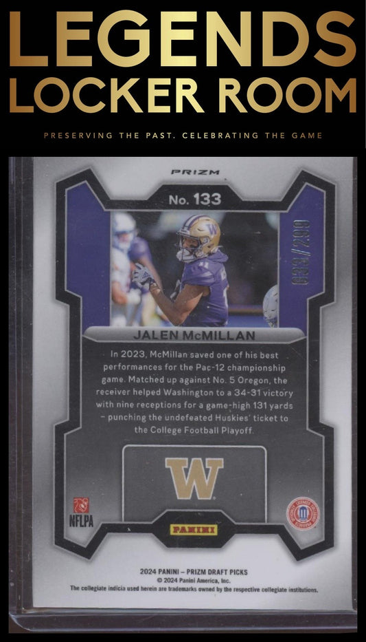 2024 Panini Prizm Draft Picks #133 Jalen McMillan Red #/299