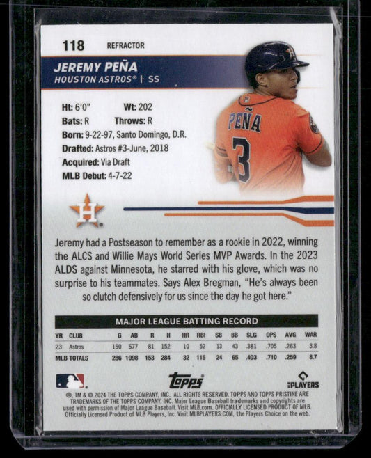 2024 Topps Pristine #118 Jeremy Peña Refractors