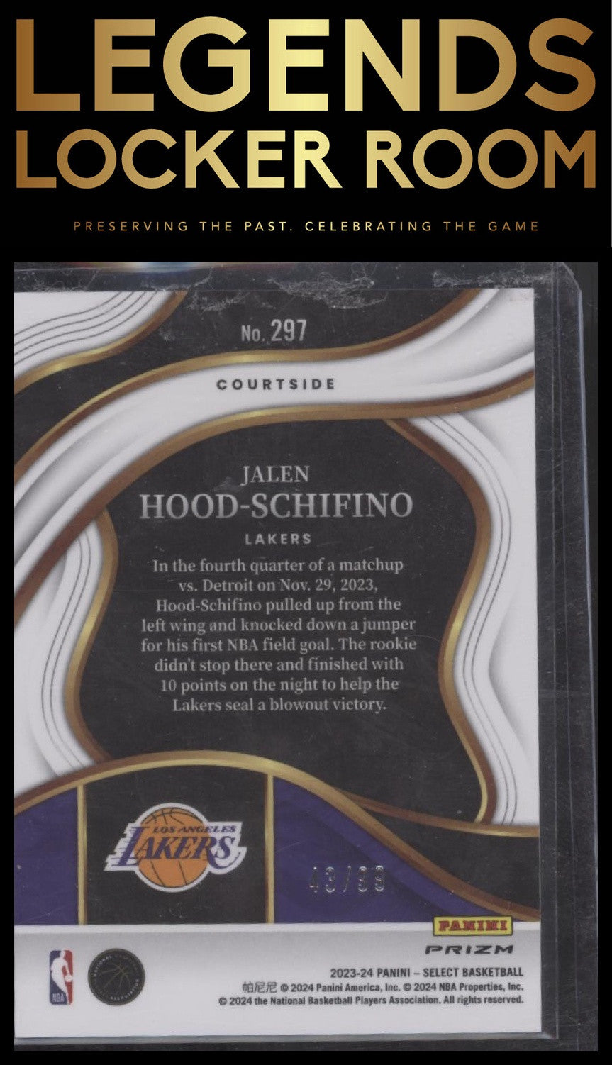 2023-24 Panini Select #297 Jalen Hood-Schifino Blue Tectonic Prizms #/99