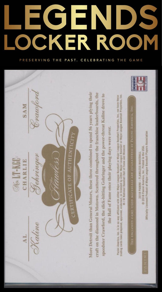 2018 Panini Flawless Charlie Gehringer / Sam Crawford / Al Kaline Trios /15