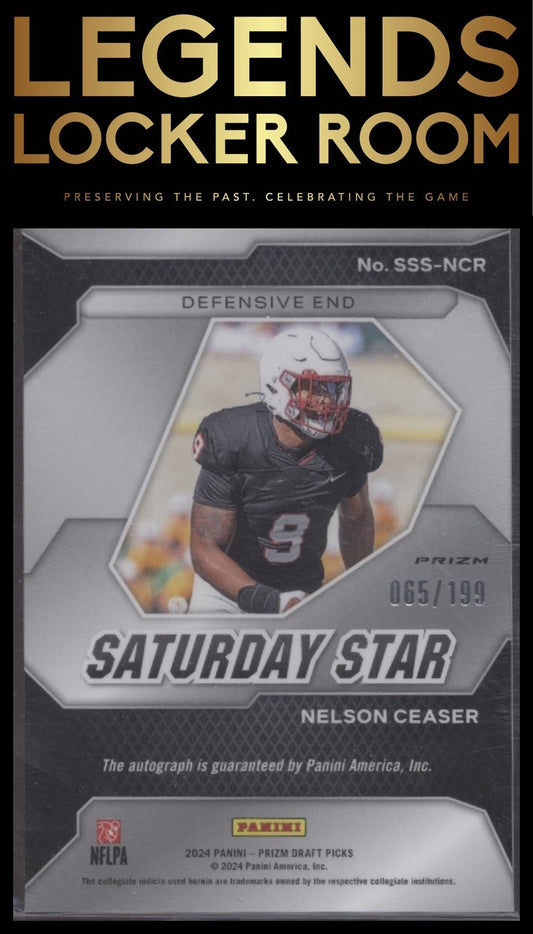 2024 Panini Prizm Draft Picks Nelson Ceaser Saturday Star Signatures Red #/199