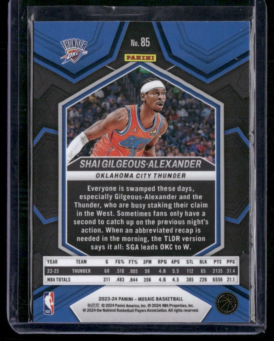 2023-24 Panini Mosaic #85 Shai Gilgeous-Alexander