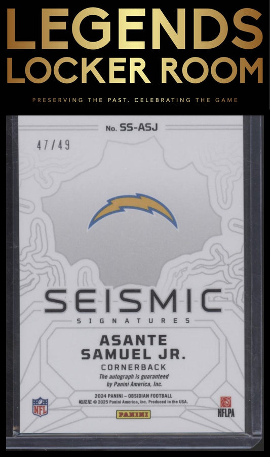 2024 Panini Obsidian - Seismic Signatures Silver #SS-ASJ Asante Samuel Jr. #/49