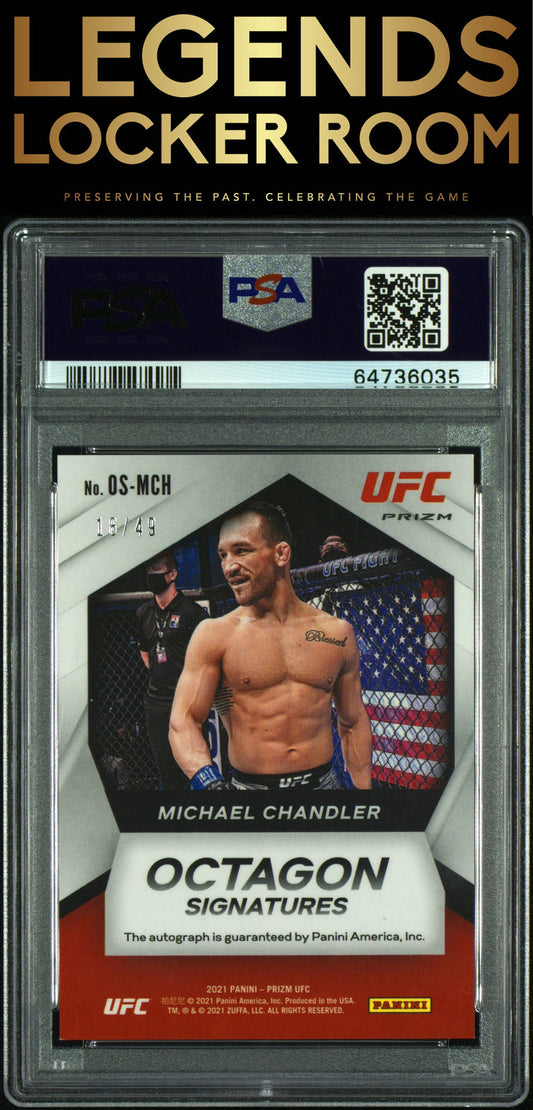 2021 Panini Prizm Ufc Octagon Auto Michael Chandler Red Prizm PSA 9