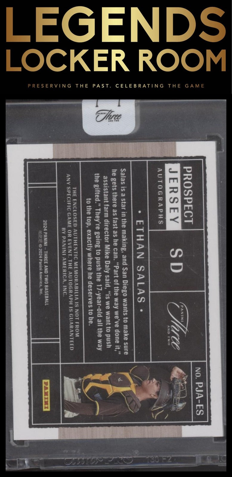 2024 Panini Three and Two Ethan Salas Prospect Jersey Auto /99